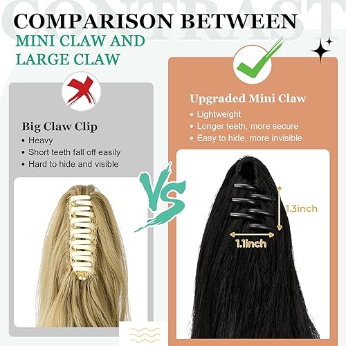 Miniatura 3 de Cephermer Extensión de cola de caballo de 18 pulgadas de largo, rizado, ondulado, clip en aspecto natural, extensión de pelo sintético para mujer,