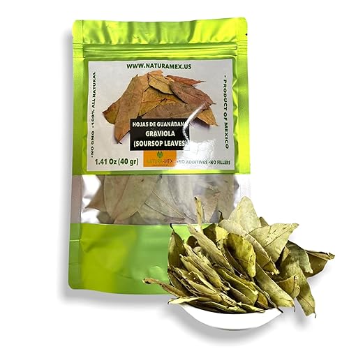 NaturaMex Pure Graviola Leaf - Hojas enteras de guanábana para té Hoja Guanabana Hecho en México 1.41 oz