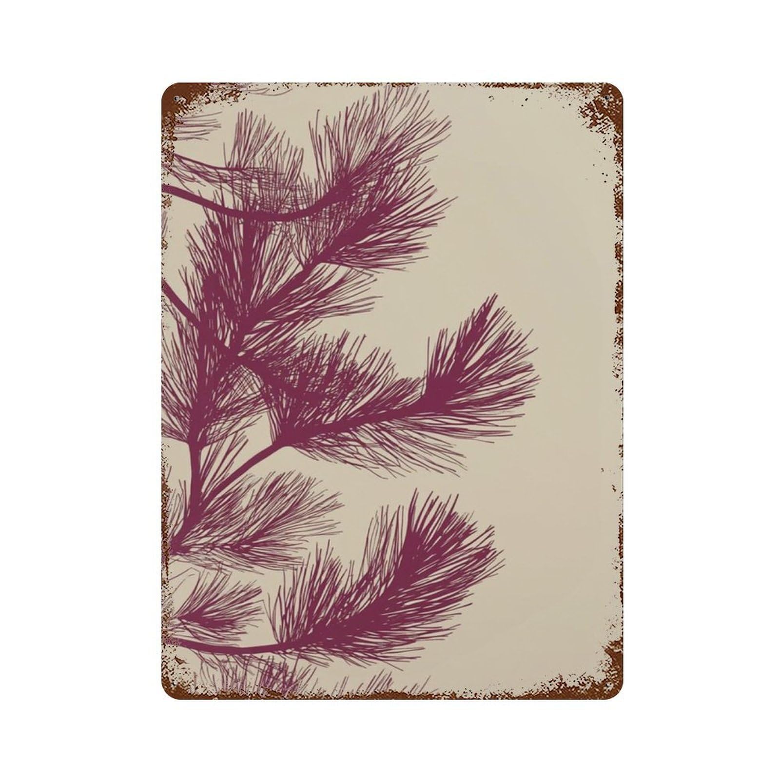 xiaoxiaoshen Pine Branch Minimal Botanical Japanese Inspired Nature Neutral Modern Wall Decor Art Metal Tin Poster Modern Home Decor Art Home Bar Shop Decorations Vintage Sign 40x30cm