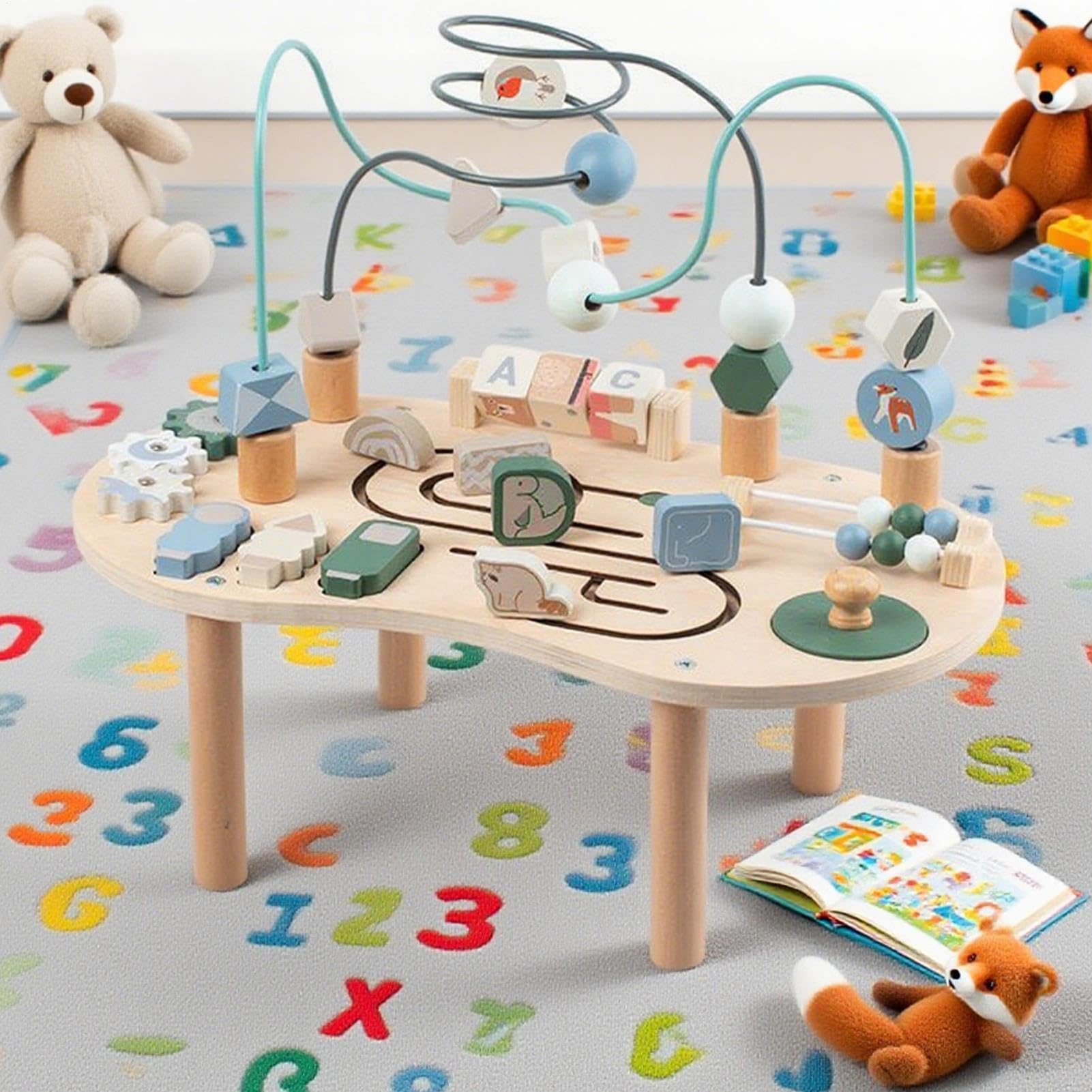 Table d'Activités - Table de Jeu pour Tout-Petits - Bureau d'apprentissage en Bois Garçons et Filles Maison Jardin Cadeaux Anniversaire Noël