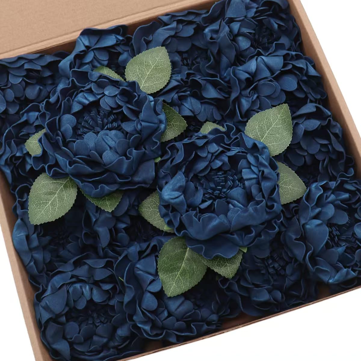 Artificial Flowers 16PCS 4" Navy Blue Blooming Peonies Fake Roses with Stem for DIY Wedding Bouquets Centerpieces Baby Shower Party Home Decorations