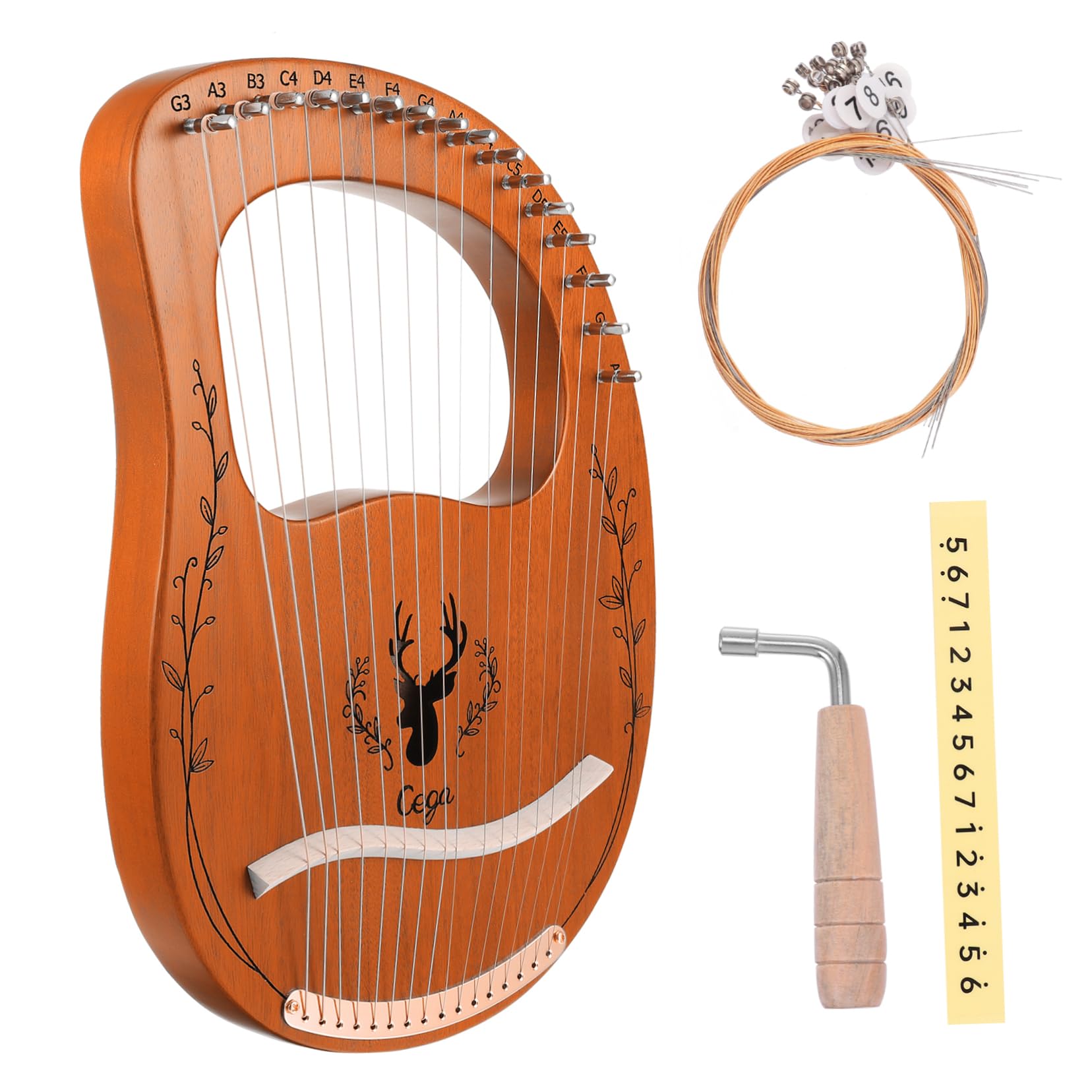 ibasenice Beginner's Wooden Harp 16 String Lyre Harp Comfortable Design Great Sound Quality