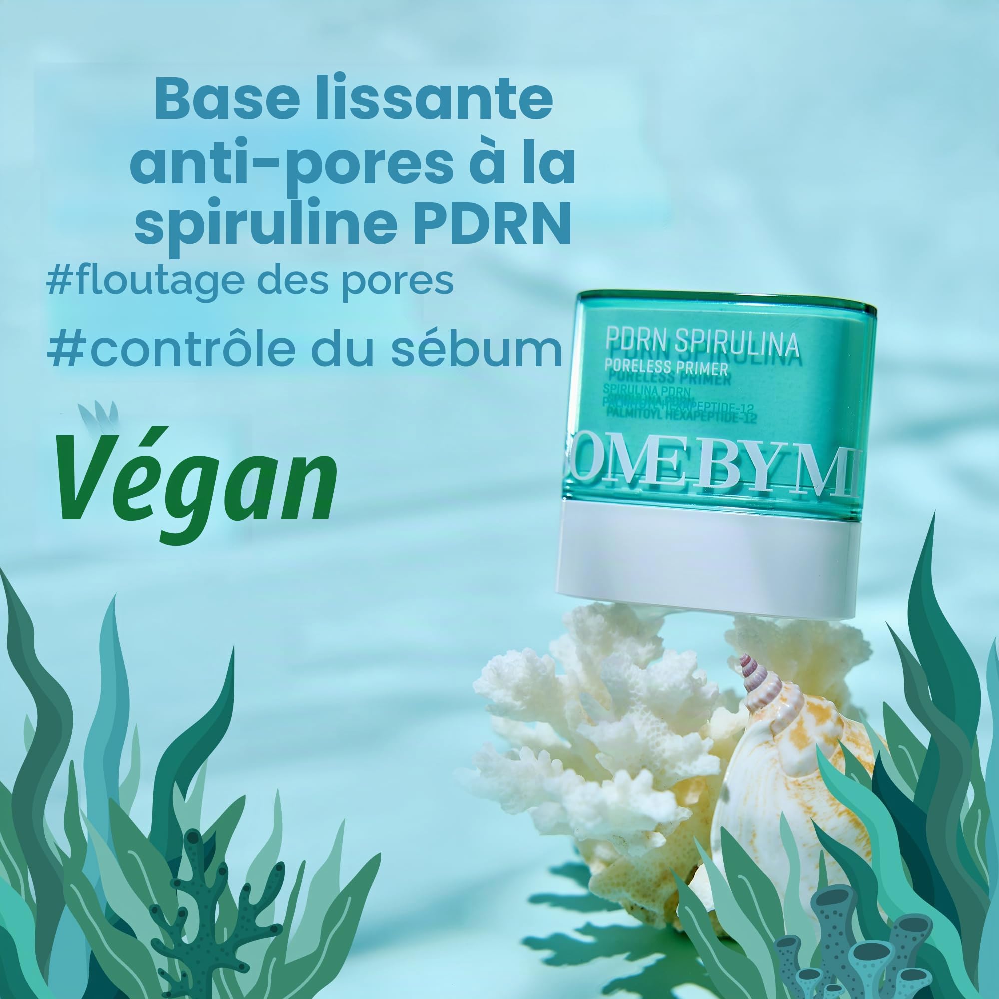 SOME BY MI PDRN Spiruline Poreless Primer - 10g - Vegan Corean Primer Stick pour le visage avant le maquillage - Masque les pores, contrôle le sébum et régule l'humidité avec la mer