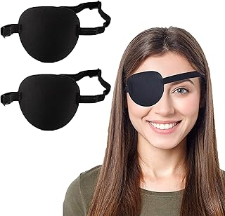 Eye Patches for Adults，2 Pcs Medical Eye Patches for Amblyopia Lazy Eye Patches for Left or Right Eyes，Black 3D Adjustable Eyepatch (Two Blacks)