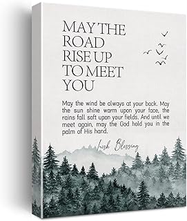 Irish Blessing May the Road Rise Up to Meet You Canvas Wall Art Inspirational Decor Motivational Poster Picture Artwork 11.5"x15", Painting Gift for Dorm Office Home Decor (Wooden Framed)