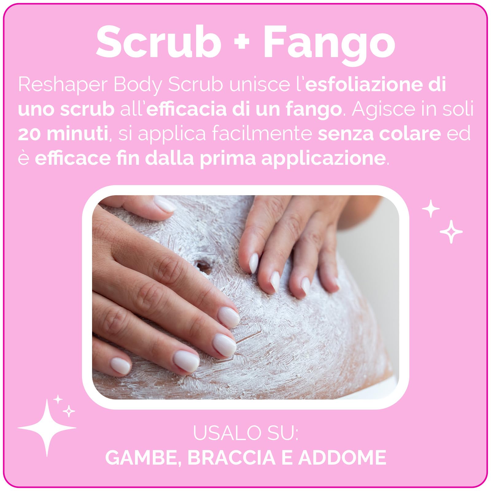 Veralab Reshaper Body Scrub, Fango Scrub Esfoliante e Drenante con Argilla Bianca e Sali di Epsom ad Azione Rapida in 20 Minuti, 200ml