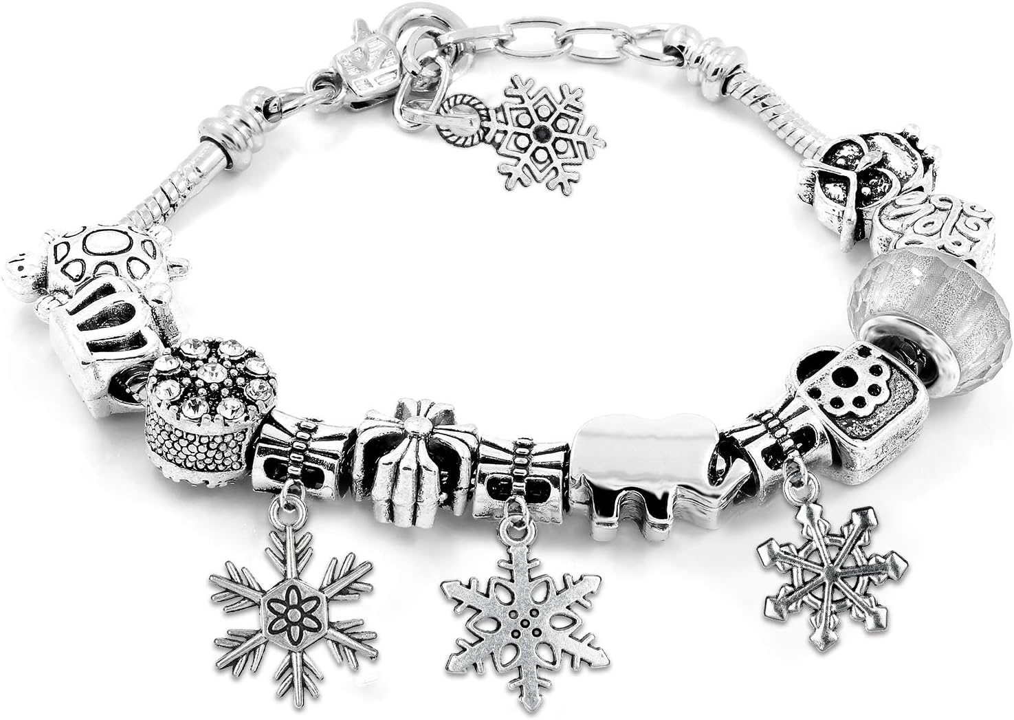 WILLBOND 70 Pcs Christmas Snowflake Charms Dragon Charm for Jewelry DIY Necklace Bracelet Jewelry Making Crafting Supplies Collections Skeleton