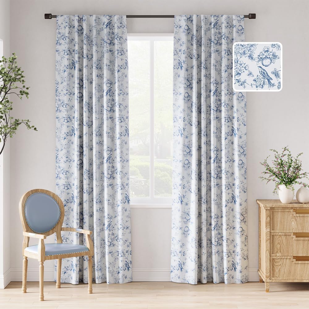 Amazon.com: jinchan 95% Blackout Floral Curtains 84 Inches