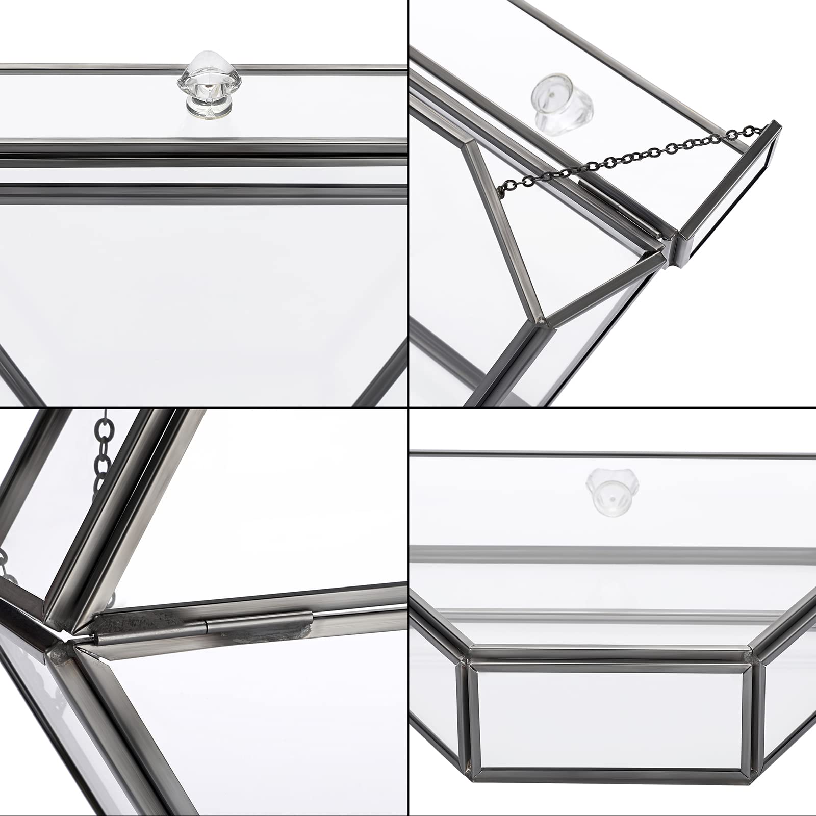 ELLDOO Black Glass Coffee Filter Holder Coffee Paper Storage Container Filter Paper Dispenser Rack with Dustproof Cover