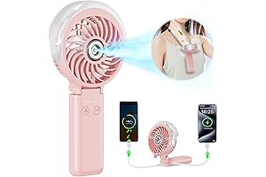 Pink Handheld Mini Misting Electric Fan