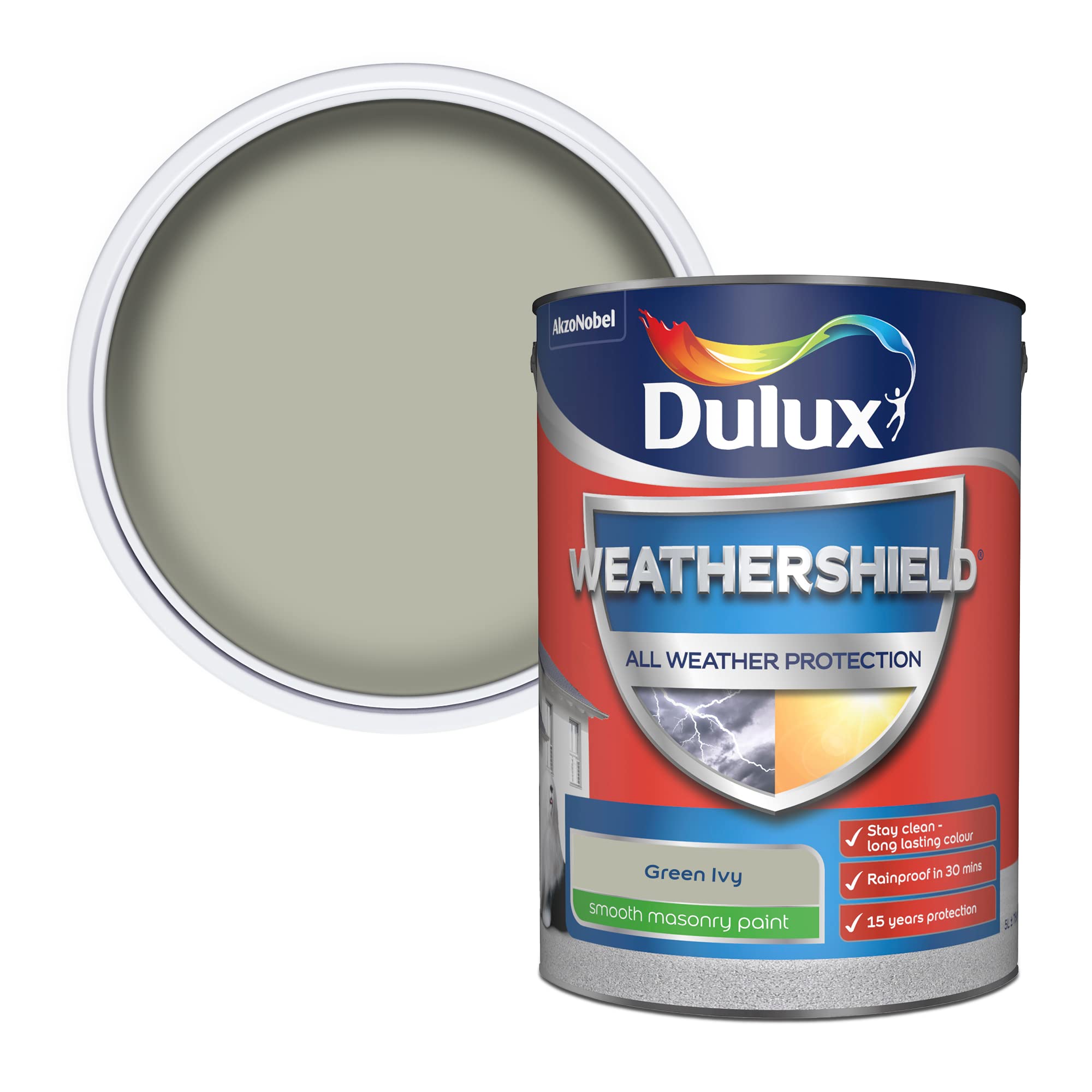 Dulux Weathershield Smooth Masonry Paint - Green Ivy - 5L