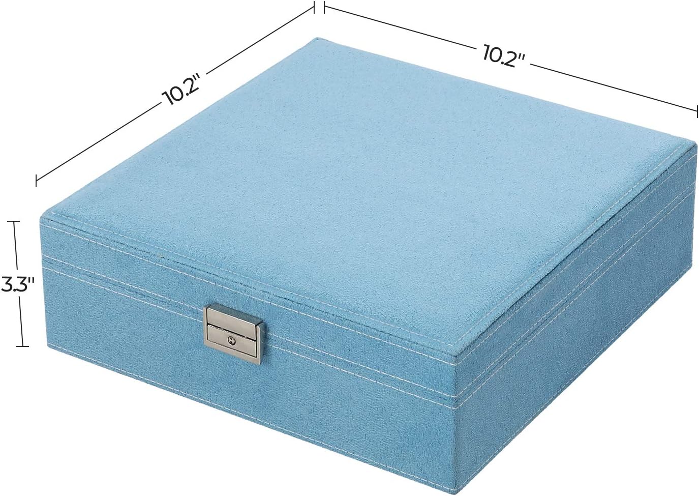 SONGMICS Jewelry Box, Storage Organizer with a Removable Tray and Compartments for Earrings, Necklaces, Bracelets, Watches, Light Blue : Everything Else