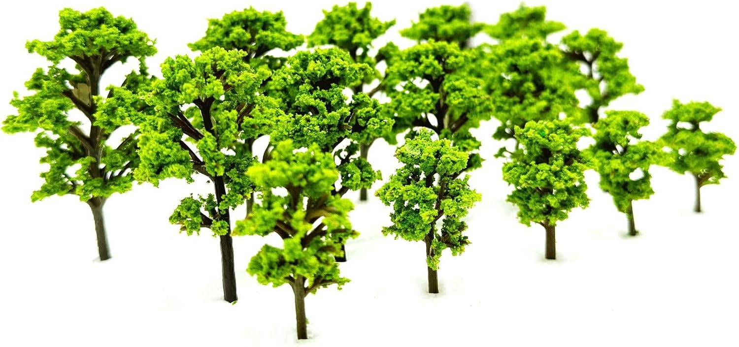 9pcs Model Train Scenery with No Bases Train Scenery Architecture Trees Woodland Landscape N Scale Craft Moss Scale Faux Plants Yellow Scenery Layout Landscape Trees Mini Diorama(3 Size)