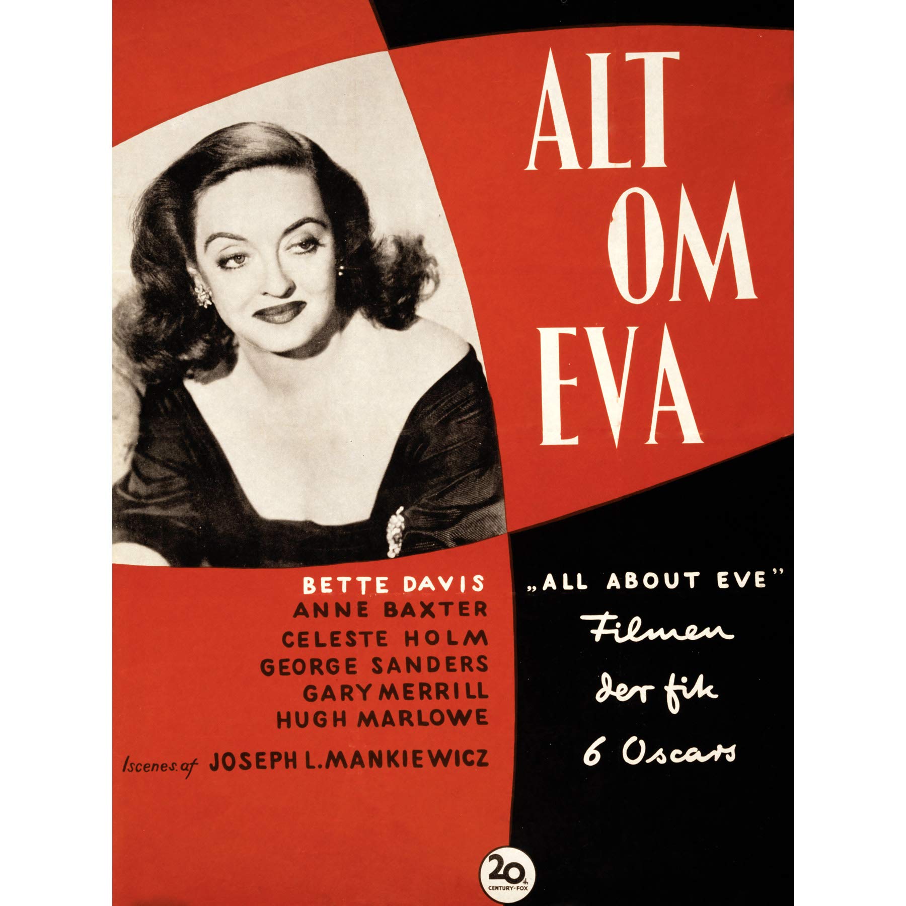 Wee Blue Coo MOVIE FILM ALL ABOUT EVE DANISH RELEASE BETTE DAVIS ART PRINT POSTER 30X40 CM 12X16 IN ABB6504B
