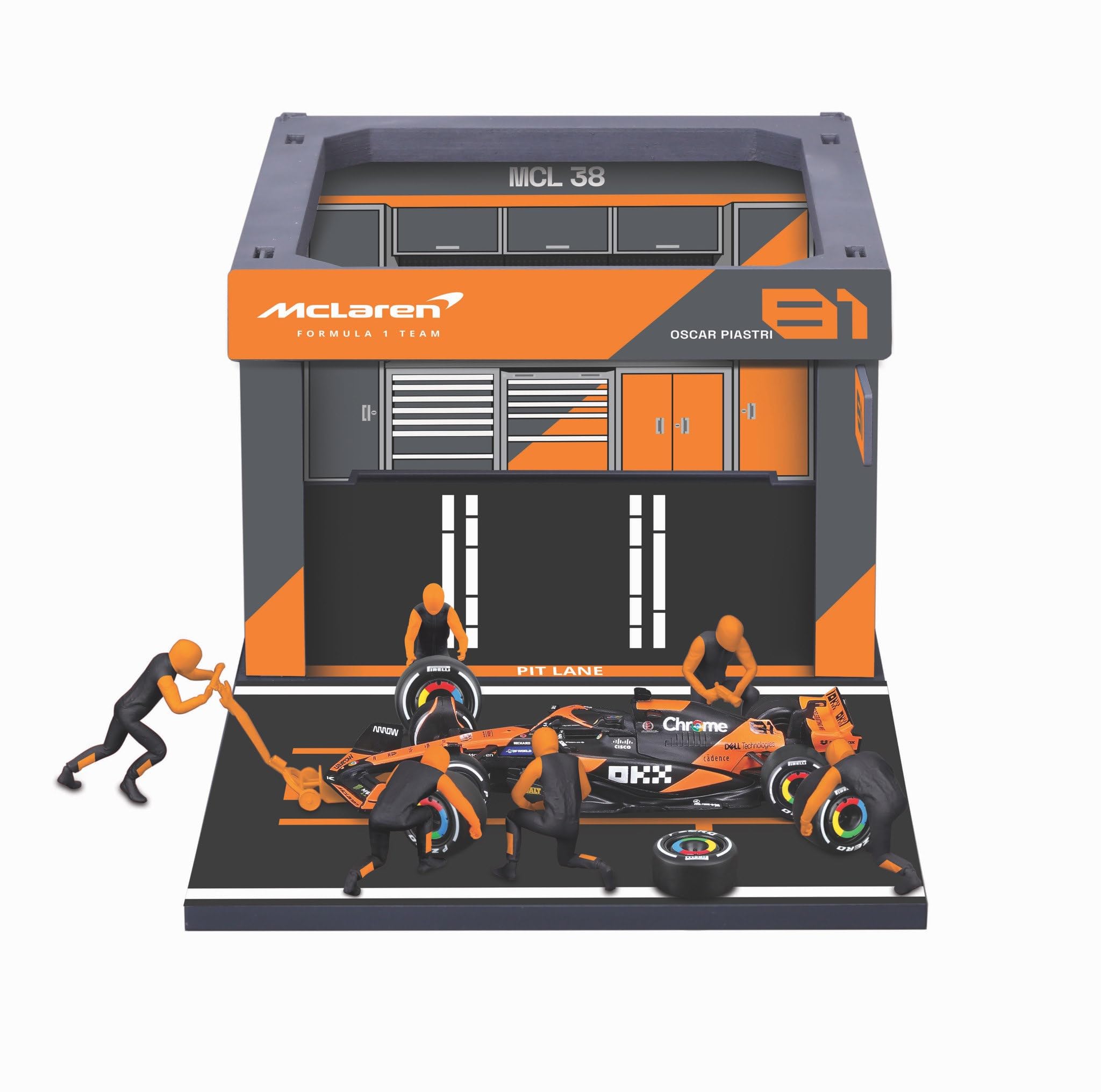 Oscar Piastri #81 McLaren Pit Pass Diorama with MCL38 1:43 Bburago 38451P
