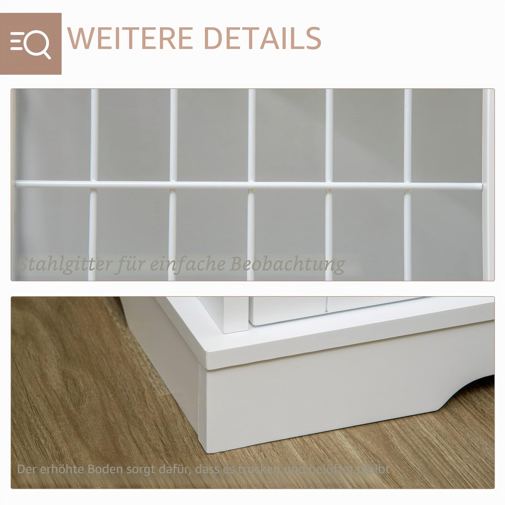 PawHut Hundekäfig 2-in-1 Beistelltisch 2 Türen 76L x 54,5W x 56H cm | Innen-Hundekäfig Möbel, abschließbare Türen, Metall & MDF