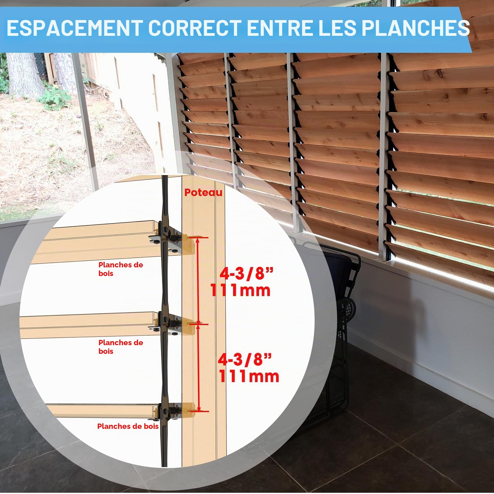 Persiennes pour système de toile solaire de terrasse de pergola, kit de support de persienne réglable avec matériel en acier inoxydable 304 pour volets des Bahamas, clôture de confidentialité, toit