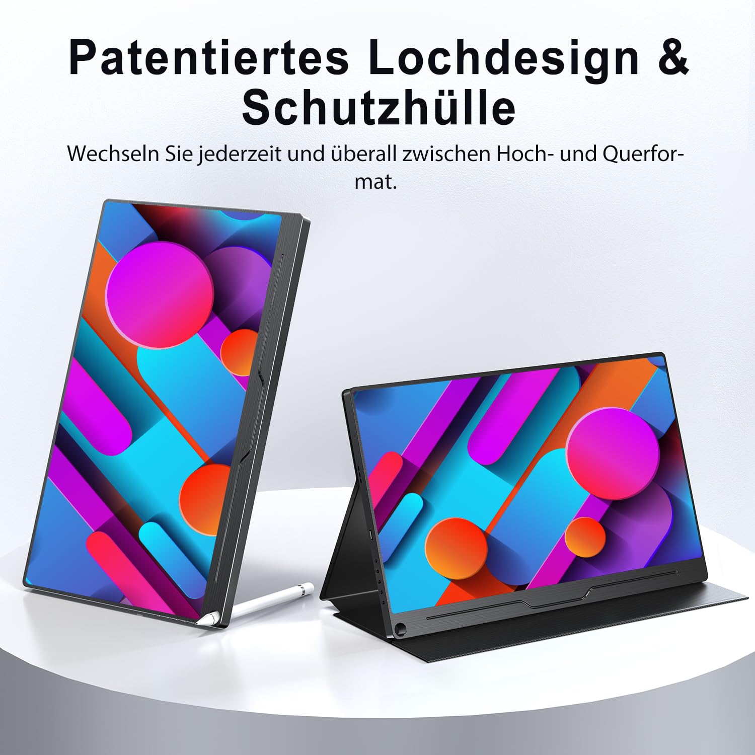 UPERFECT Tragbarer Monitor 15,6 Zoll Full HD IPS 1920x1080 HDMI USB-C VESA Schwarz