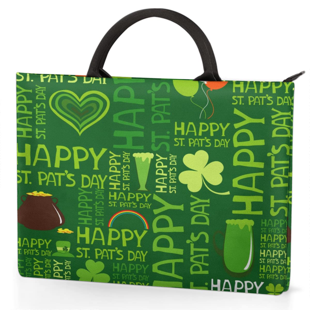 Projekt Dnia Św. Patryka pokrowiec na laptopa 13-16 cali koniczyny wzory ręczne etui na laptopa teczka kurierska noszenie torba na komputer dla kobiet mężczyzn dzieci chłopców dziewcząt