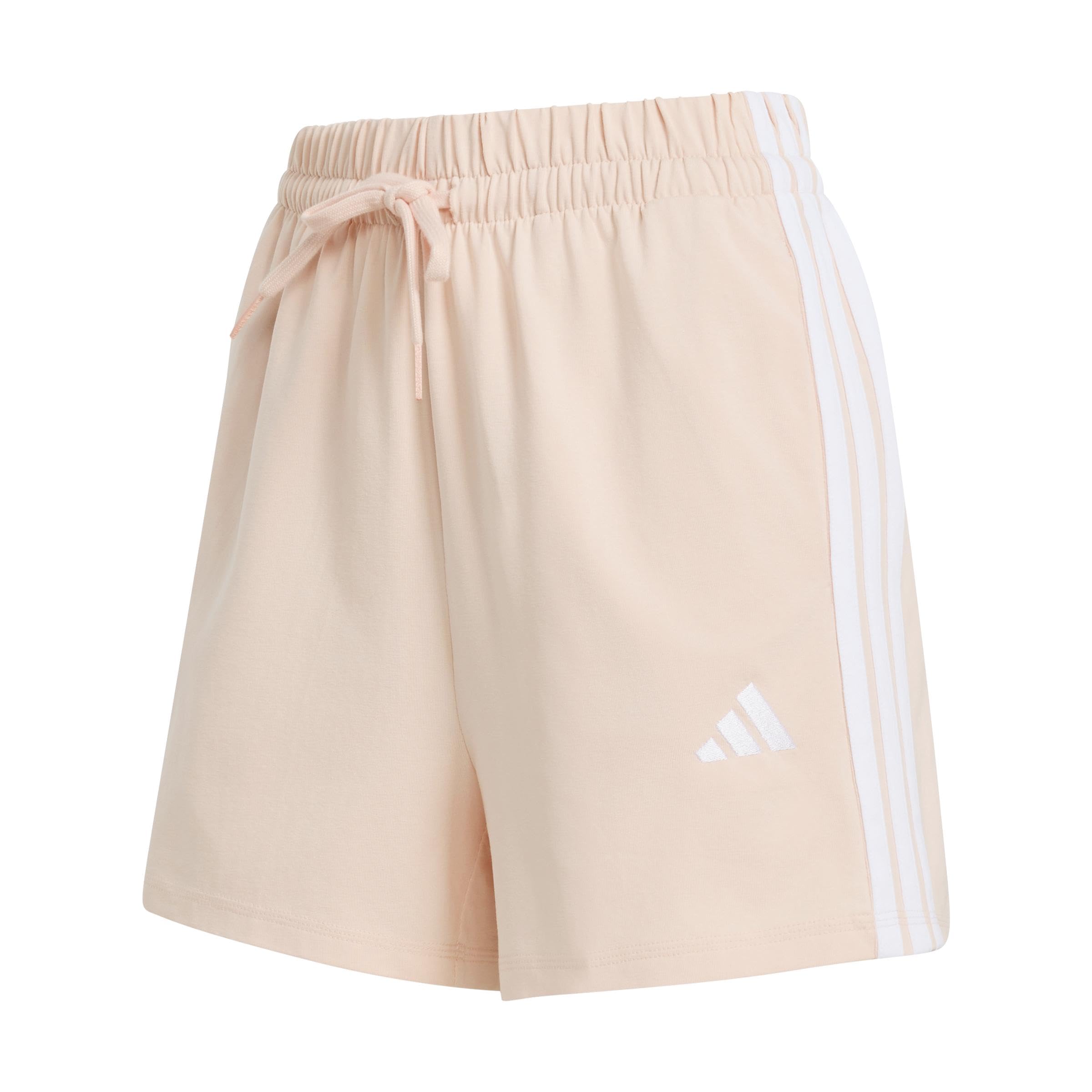 adidas Women's Essentials 3-Stripes Cotton Shorts, Blush Pink/White, L