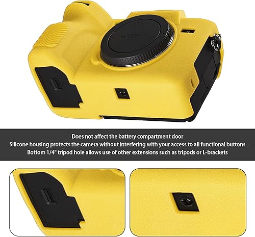 Miniatura 4 de Easy Hood A7RV - Funda para cámara antiarañazos, delgada, de goma de silicona suave, compatible con cámara Sony Alpha 7R V A7RV 7RM5 DSLR (amarillo)