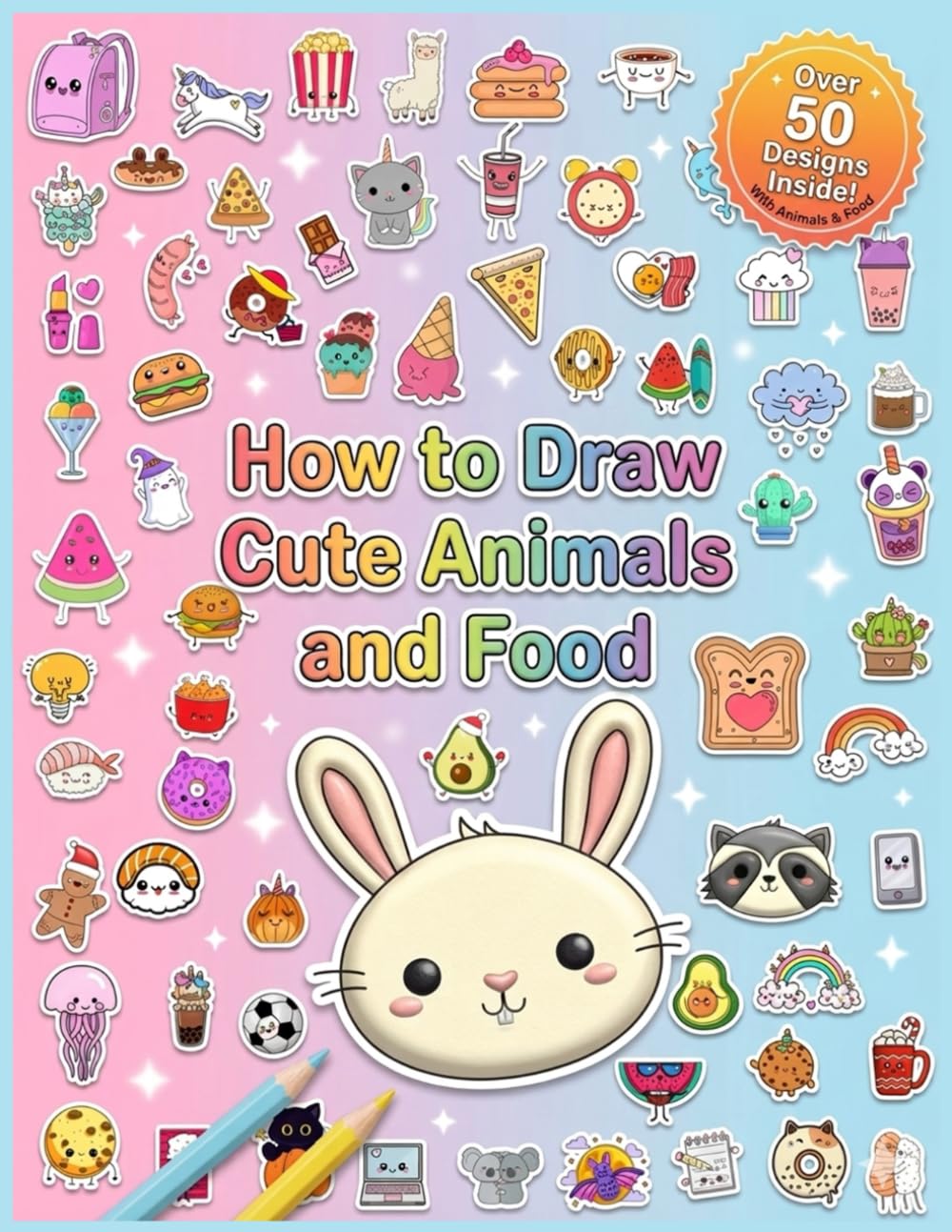 How to Draw Cute Animals and Food: Step by Step Drawing Guide for Kids and Beginners with Over 50 Adorable Animals and Food Characters