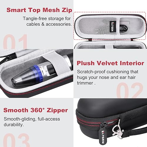 Miniatura 3 de LTGEM - Funda rígida de EVA para recortadora de vello de nariz Panasonic ER-GN30-K/ER-GN-30-H/ER-GN70-H / ER430K, sistema de limpieza de recortadora