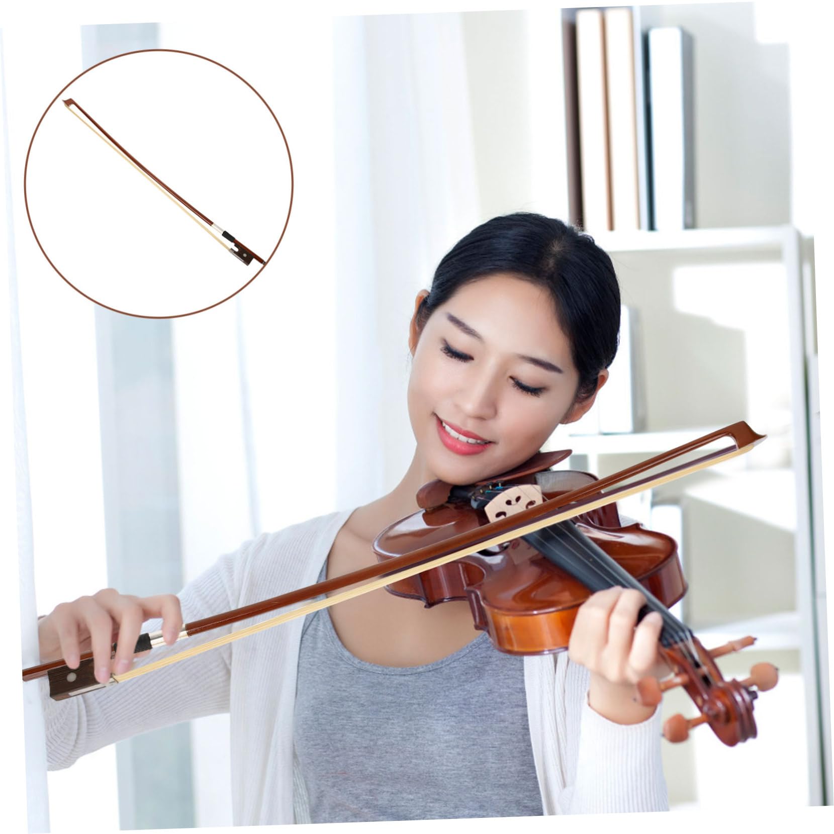 VICASKY Practice Violin Bow 4/4 Size Violin Hair Wooden Violin Bow for Beginner Student and Professional Players