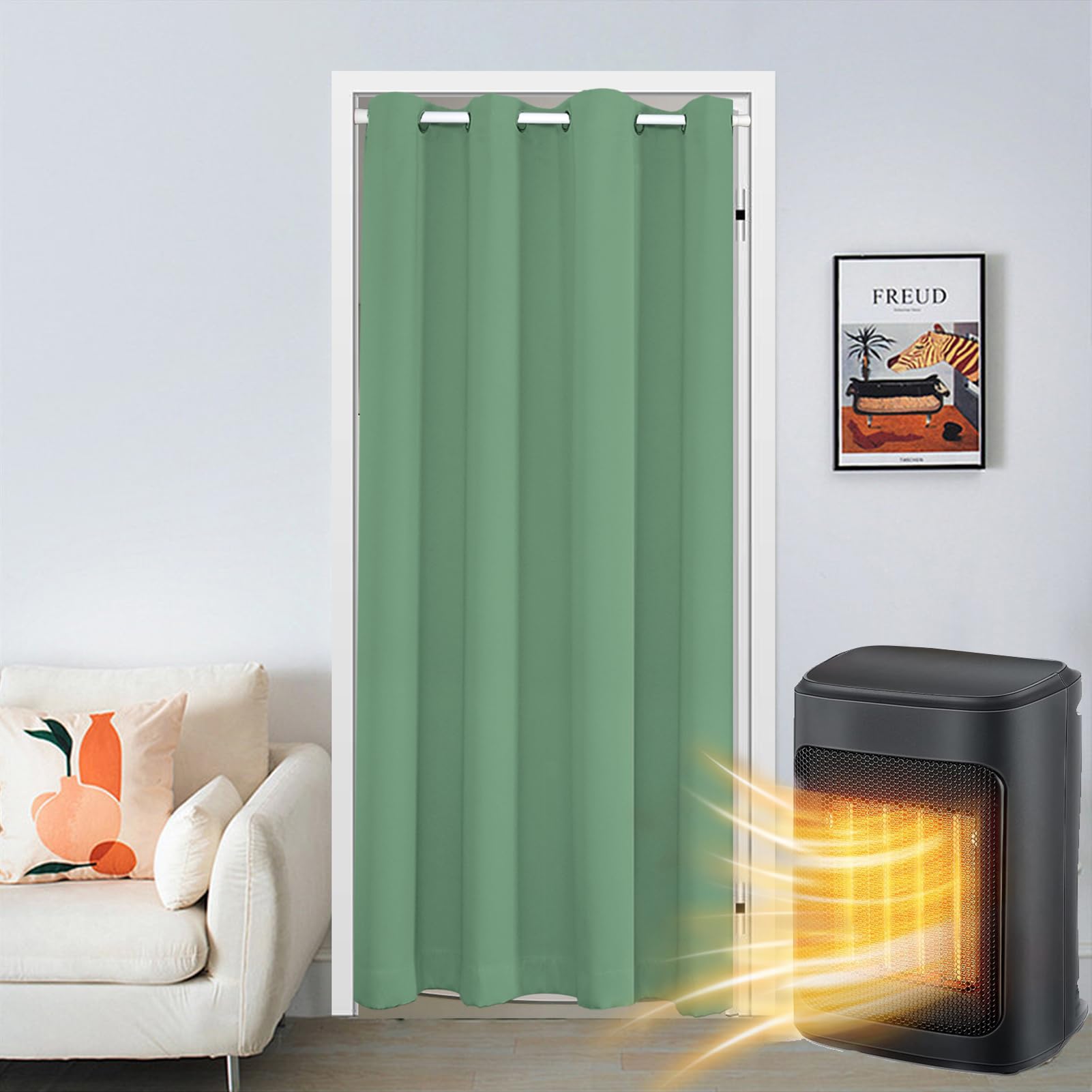 SK Studio Doorway Curtain Blackout Closet Curtains Thermal Insulated Privacy Grommet Door Curtains for Room Divider, Hallway, Window Light Green, 52" W x 90" H