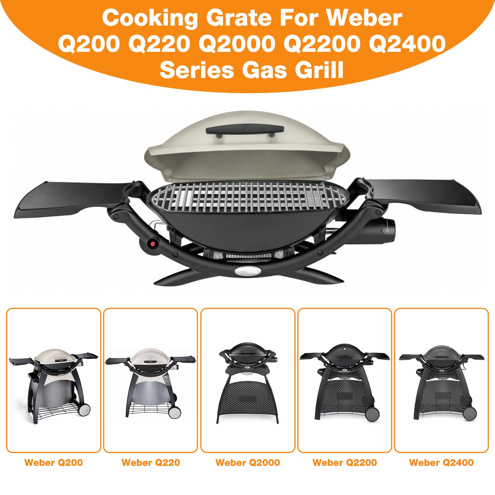 Onlyfire Edelstahl Grillrost Ersatz (54,6 x 38,5 cm) für Weber Gasgrill Q200, Q220, Q2000, Q2200, Q2400