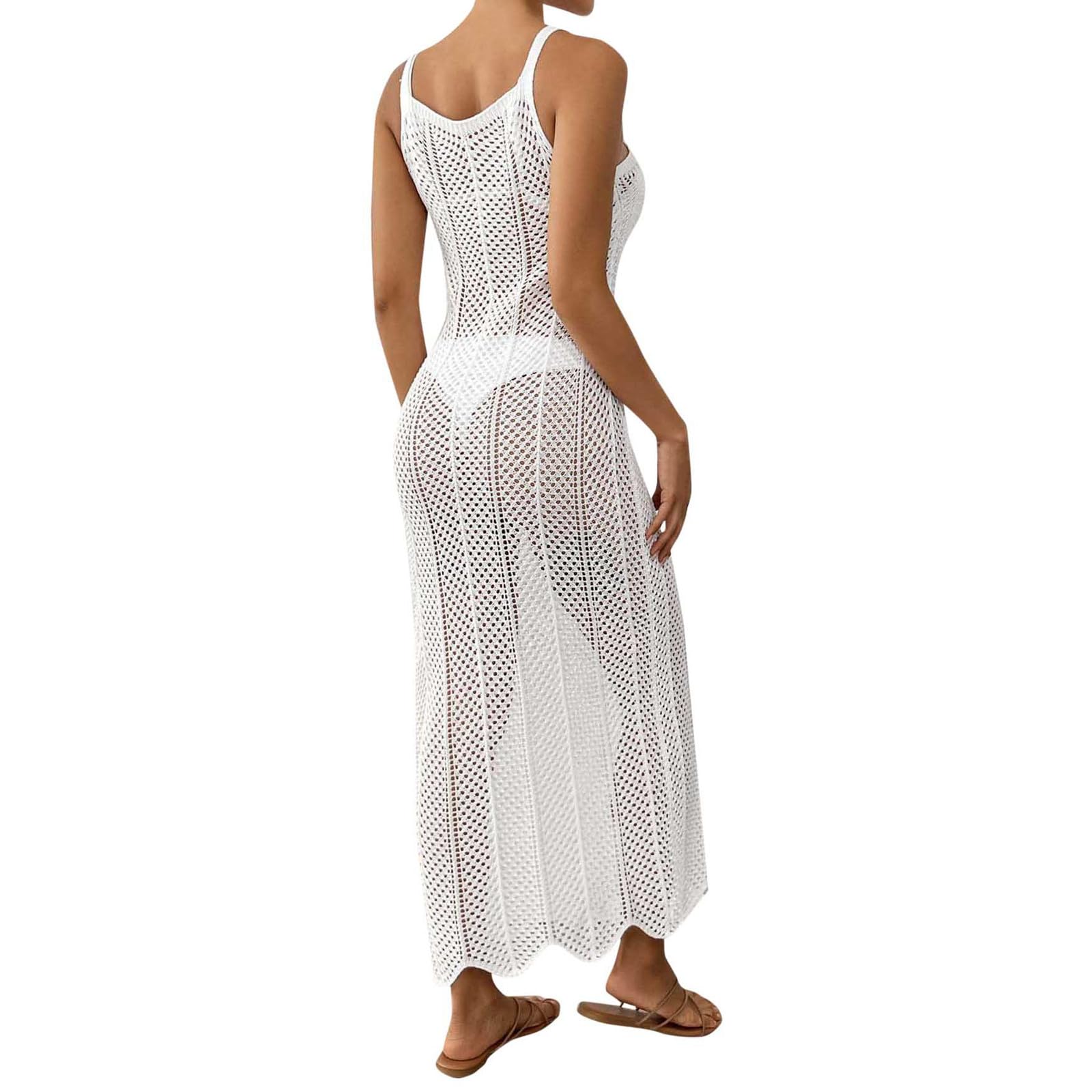 Generisch Damen Häkel-Maxikleid mit ausgehöhlten Ärmeln als Badebekleidung Cover-Up für den Stran...