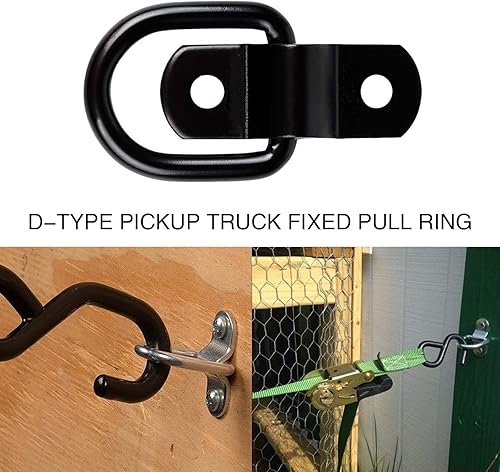 Miniatura 6 de jeseny Paquete de 4 anclajes de amarre con anillo en D, hebillas de sujeción multifuncionales, ganchos triangulares montados en tornillo, kit de