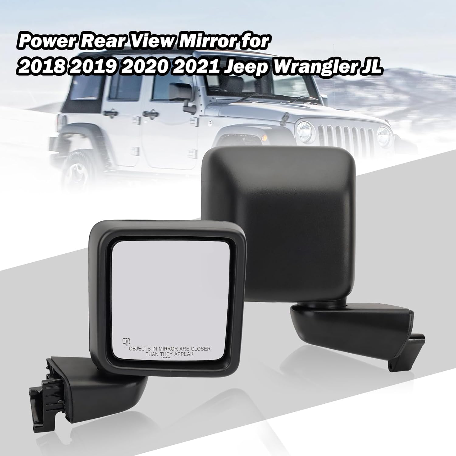 Passenger Side Mirror for 2018-2023 Jeep Wrangler JL/2020 2021 2022 2023 Gladiator JT,Mirror Assembly with Heated,Manual Folding Without Turn Singal/Blind Spot,Replace 68281890AE 68281890AB