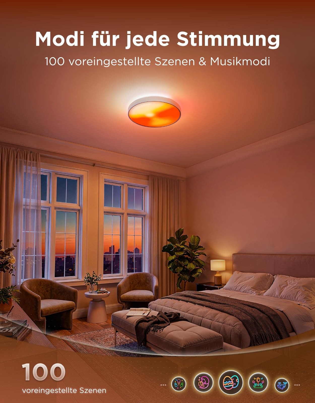 Govee Deckenlampe Ultra, 5000lm AI Deckenleuchte für Wohnzimmer, 53,5 cm | 2700K-6500K Dimmbare Decken-Canvas, 616 Matrix-Lampenperlen, RGBWWIC DIY Funktion, DaySync, Smart-Integration, 100 Szenen