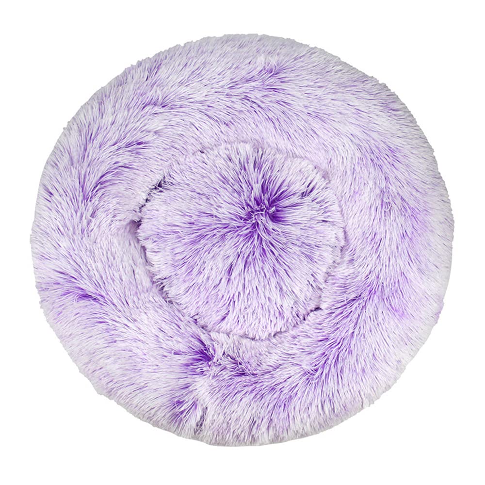 Lukery Dog Cat Donut Bed, Fluffy Plush Puppy Kitten Cuddler Round Bed, Warm and Soft Pet Cosy Anti Anxiety Beds for Small/Medium/Large Dogs (60CM,Purple)