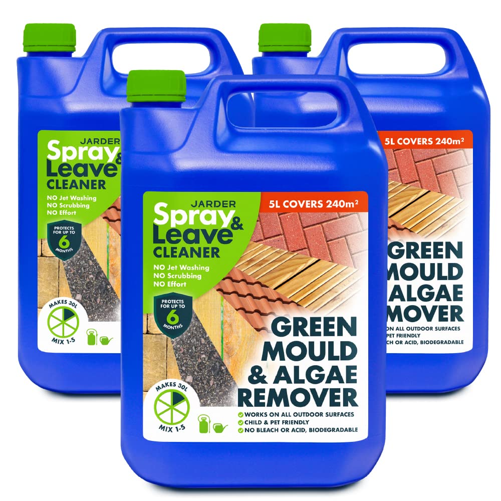 Jarder3 x 5 Litre Concentrate Spray & Leave Cleaner - Patio Fencing Decking - Green Mould & Algae Killer