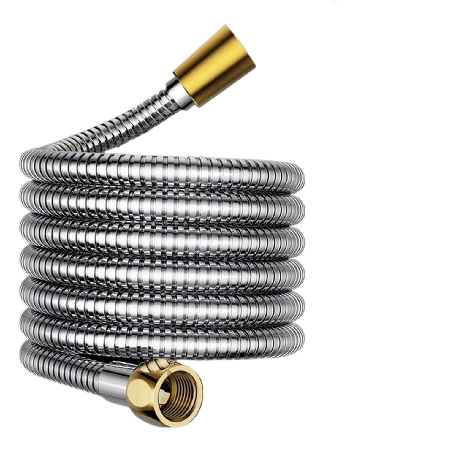 Xvdrfsd Silver Shower Hose 1.5/2/3Meters Flexible Shower Hose Stainless Steel 10Mm Inner Tube Enlarged Large Flow Long Bathroom Pipe Accessories(3.0M)