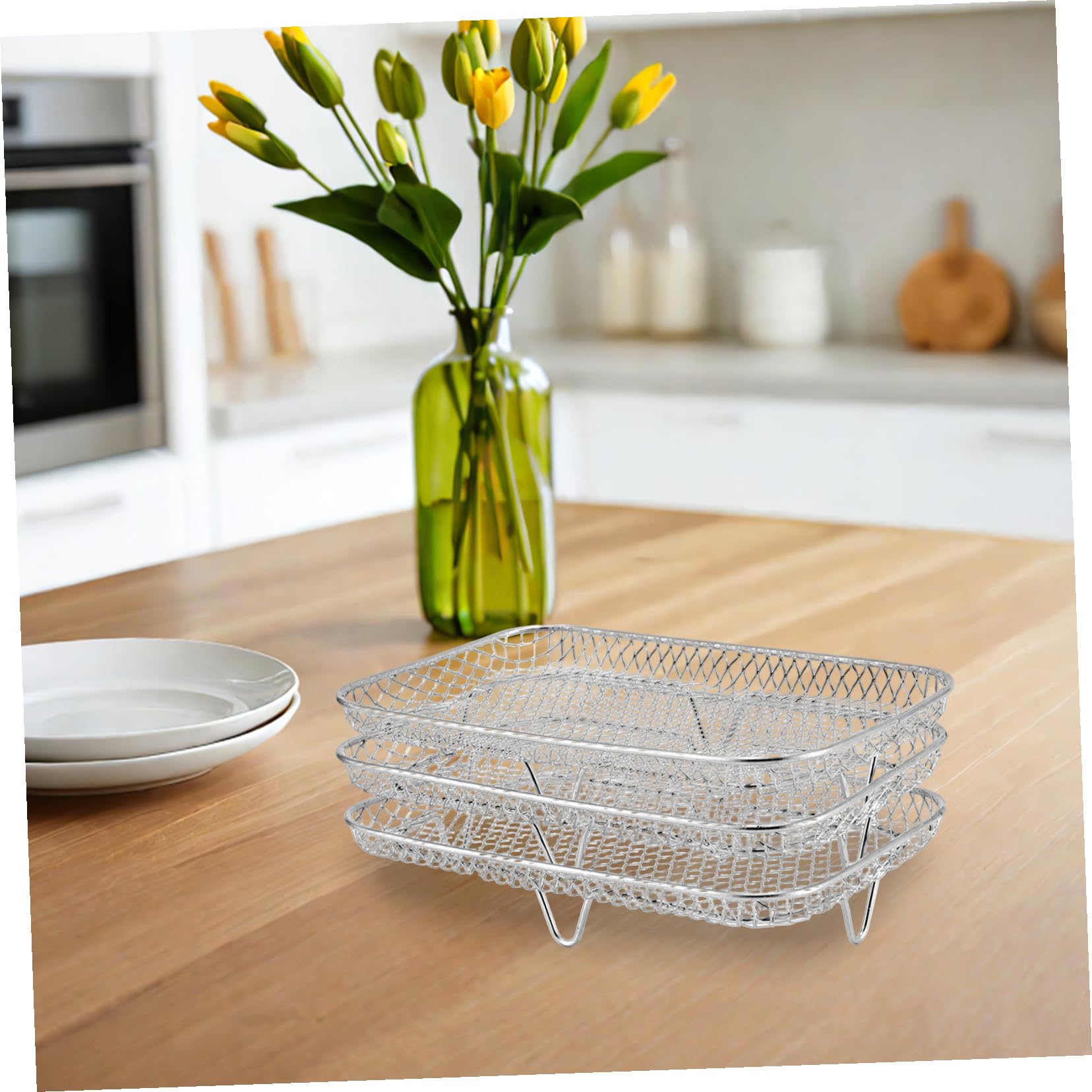 GALPADA Impilabile per Friggitrice ad Aria di Strati per Accessori di Grigliatura Realizzata in Acciaio Inossidabile per Cucina Sicura e Durevole