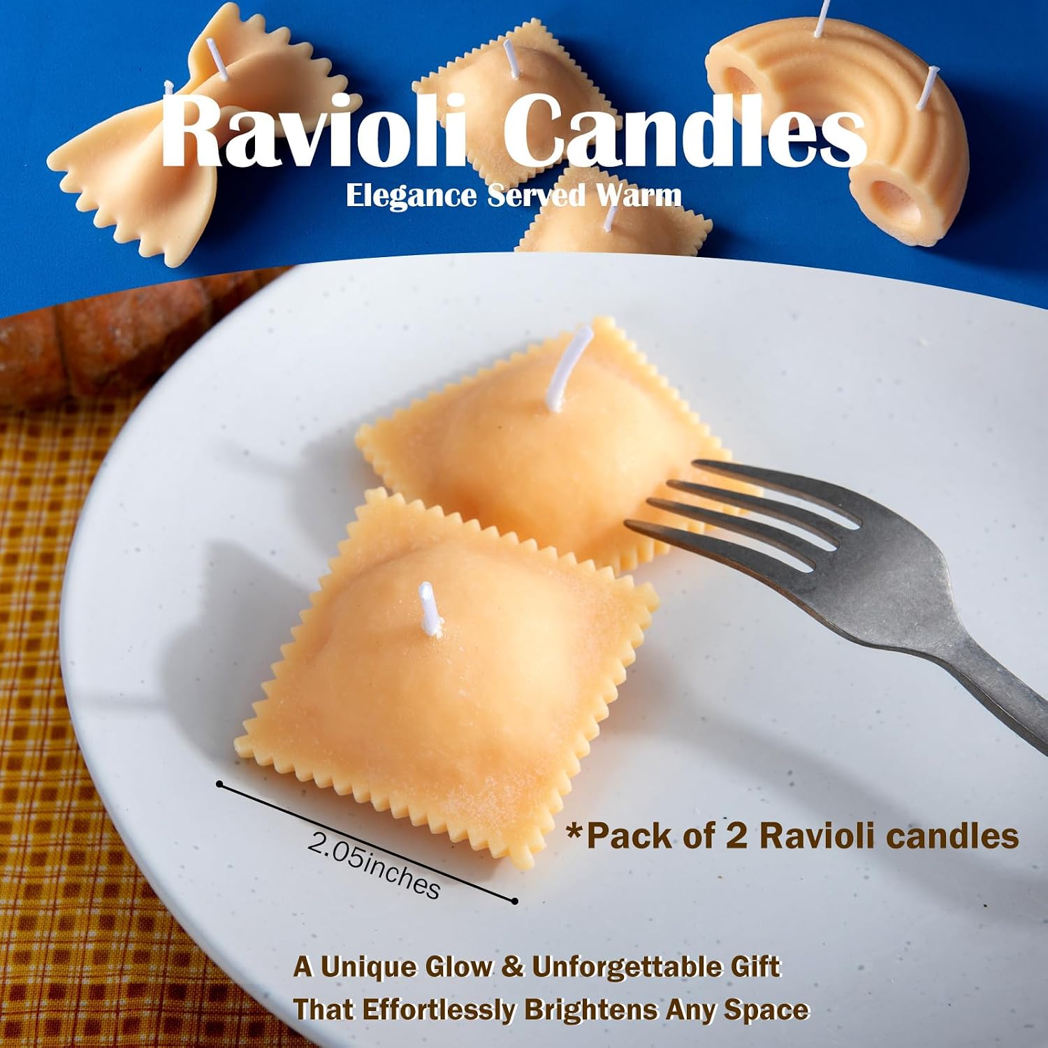 Funny La Pasta Noodle Vegetable Wax Candle (Ravioli Candle 2Pcs/Pack)