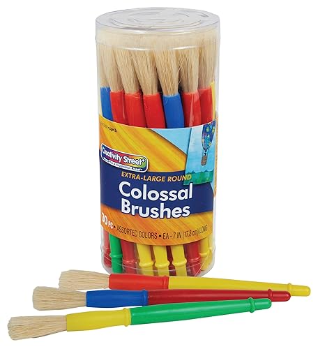 Miniatura 3 de Creativity Street Chubby 76182 - Juego de pinceles de pintura con mango de plástico de fácil agarre, 1/2 x 7 pulgadas, varios colores, juego de 30