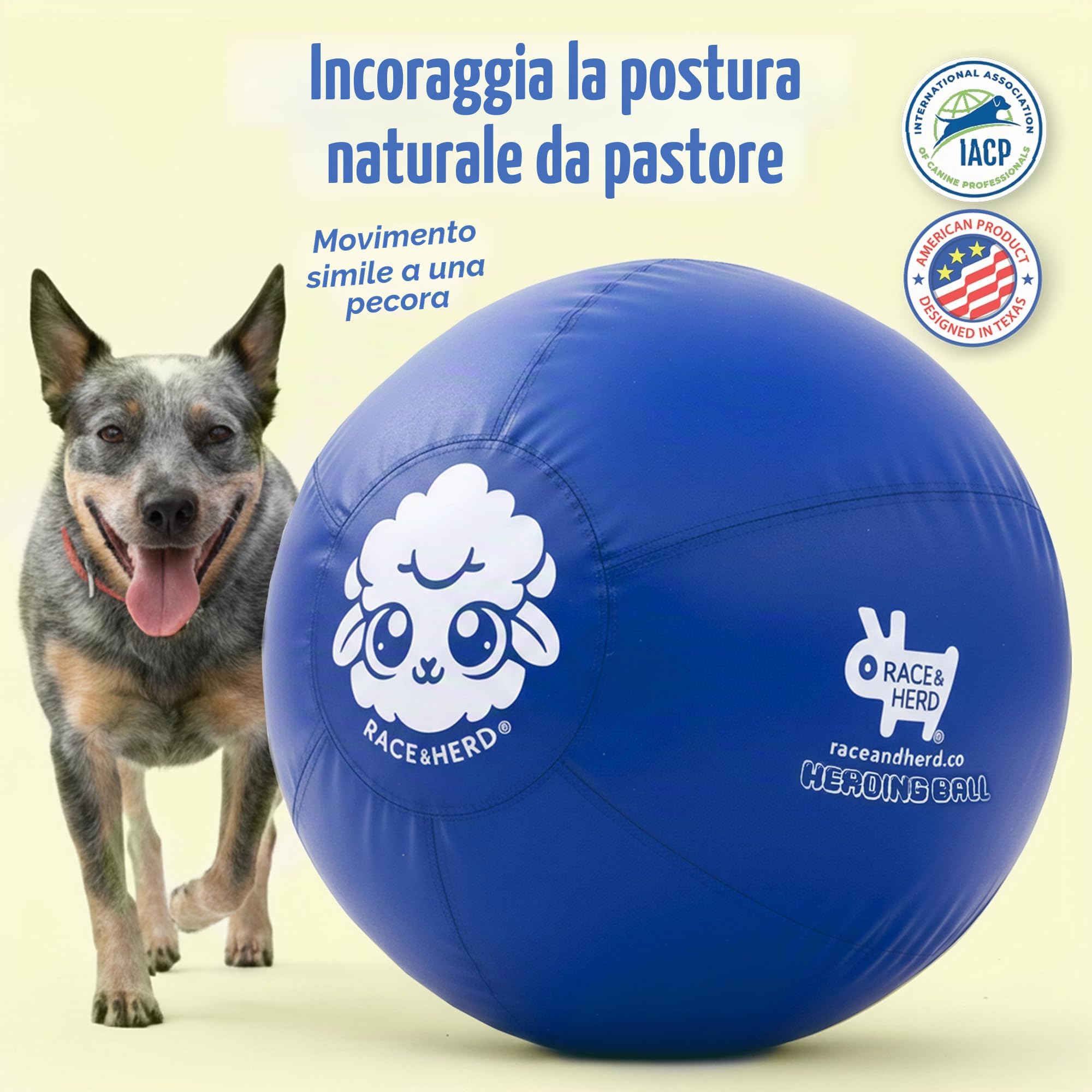 Race&Herd Palla da pastore per cani con tacchi, palla da cavallo e copertura per palla, grande con pompa a mano, palline per cavalli per giocare palla da hurding