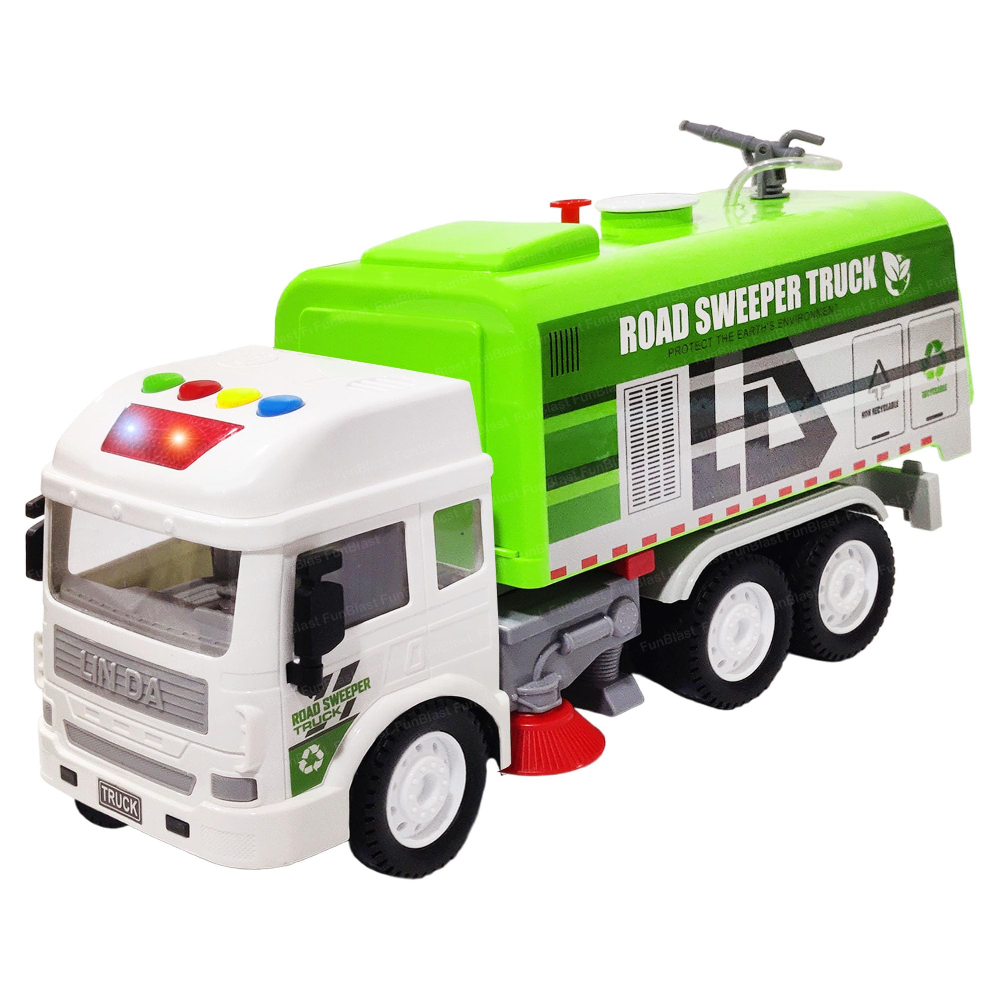 FunBlast Road Sweeper Toy - Friction Power Vehicle With Light & Sound for 3+ Year Old Kids, City Garbage Inertia Truck (Random Color)-image-40