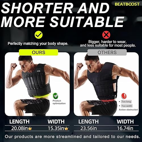 Miniatura 5 de Chaleco con peso para hombre, 20 libras, 30 libras, 40 libras, 50 libras, 60 libras, chaleco de peso ajustable con placas de acero, pesas para