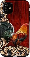 Vista 8 de Flowers Leaf Floral Rooster Wood PC Funda para iPhone 17