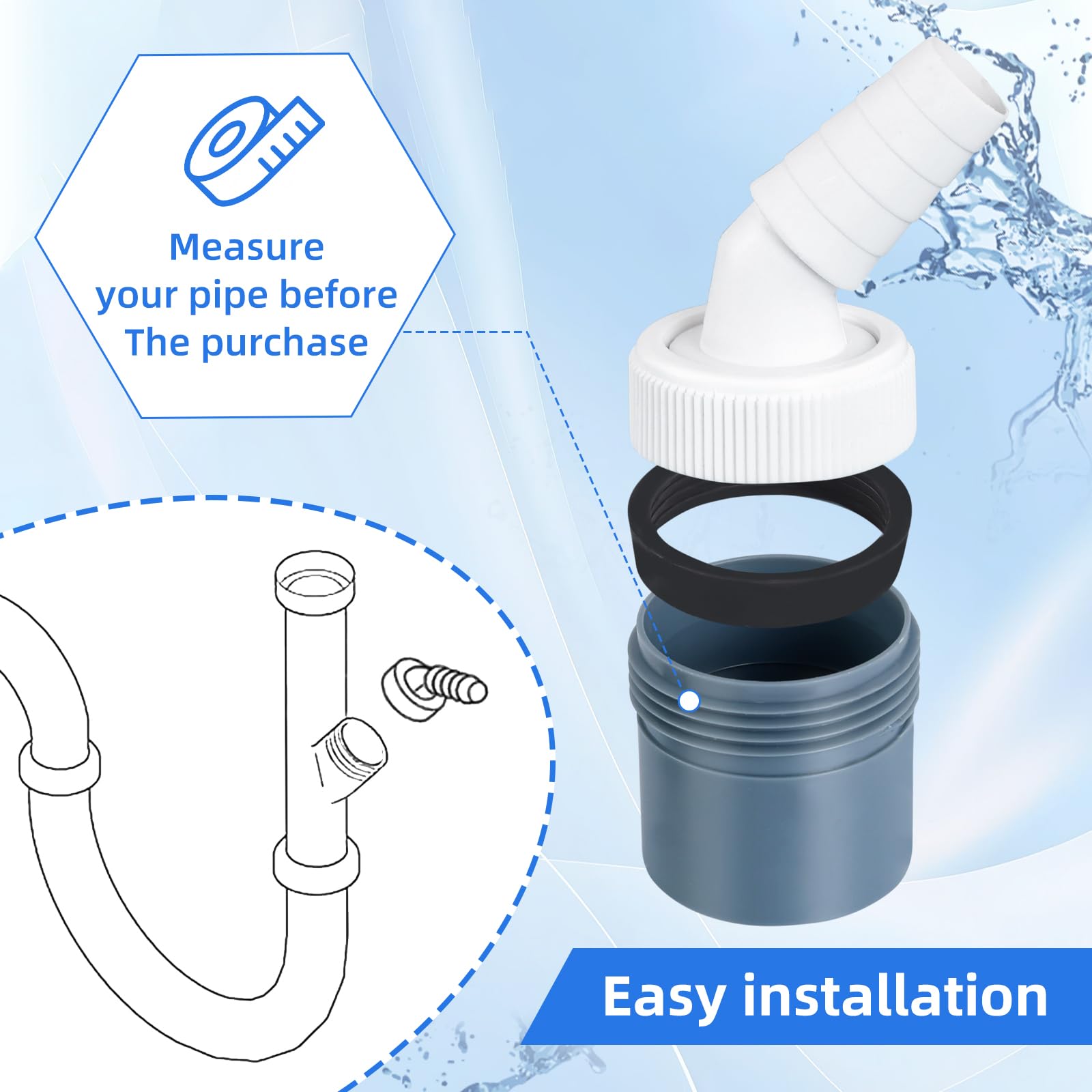 Rura przyłączeniowa do odpływu pralki, adapter odpływu pralki, przyłącze węża do zmywarki, wąż z wejściem 18-24 mm i wyjściem 40 mm, do pralki rodzinnej, zmywarki