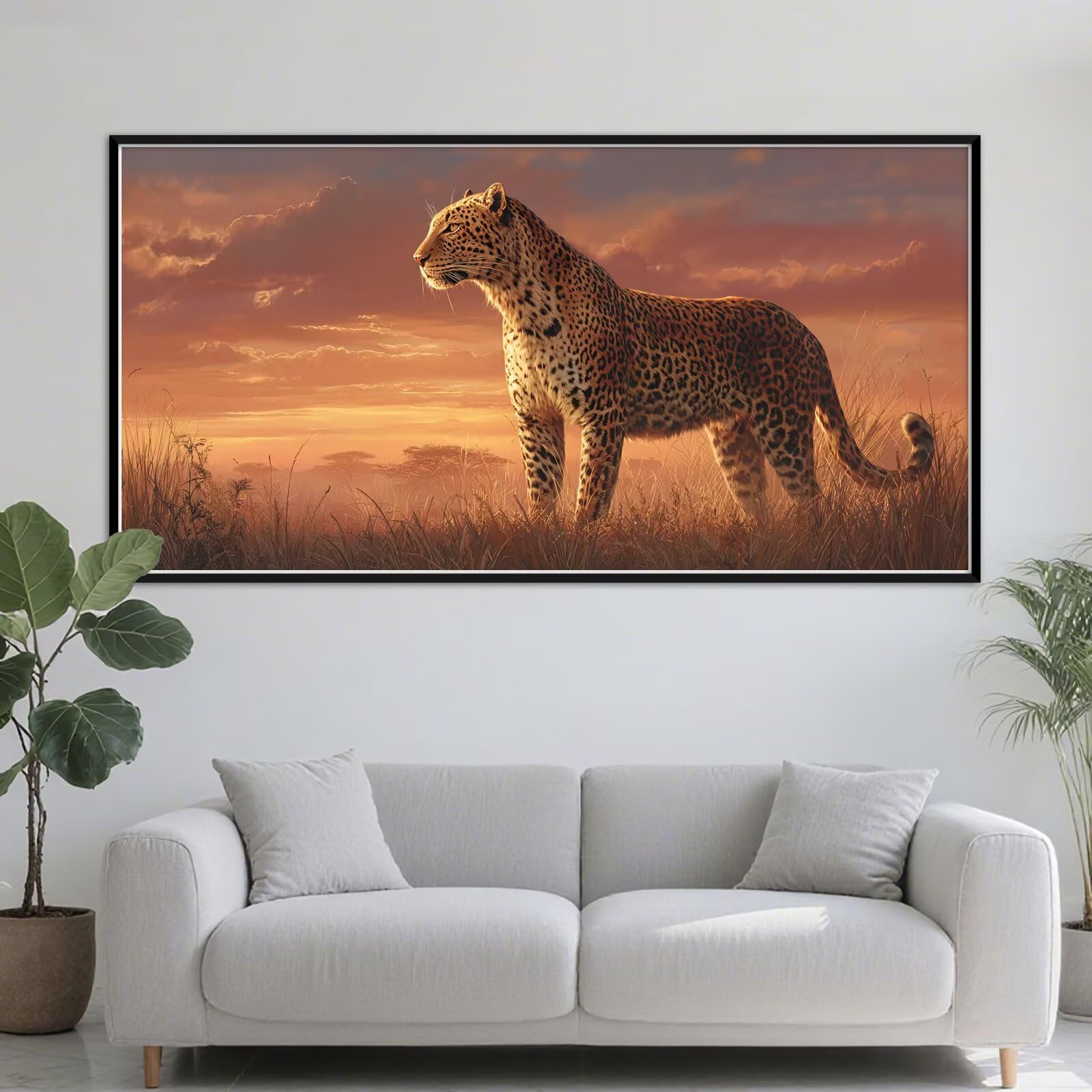 Łąka Malowanie według liczb dla dorosłych, 2025 Początkujący i dzieci DIY Zestaw Leopard 90x180 cm Malowanie według liczb farb akrylowych z pędzlami na płótnie,Prezent Dekoracja ścienna do domu, bez