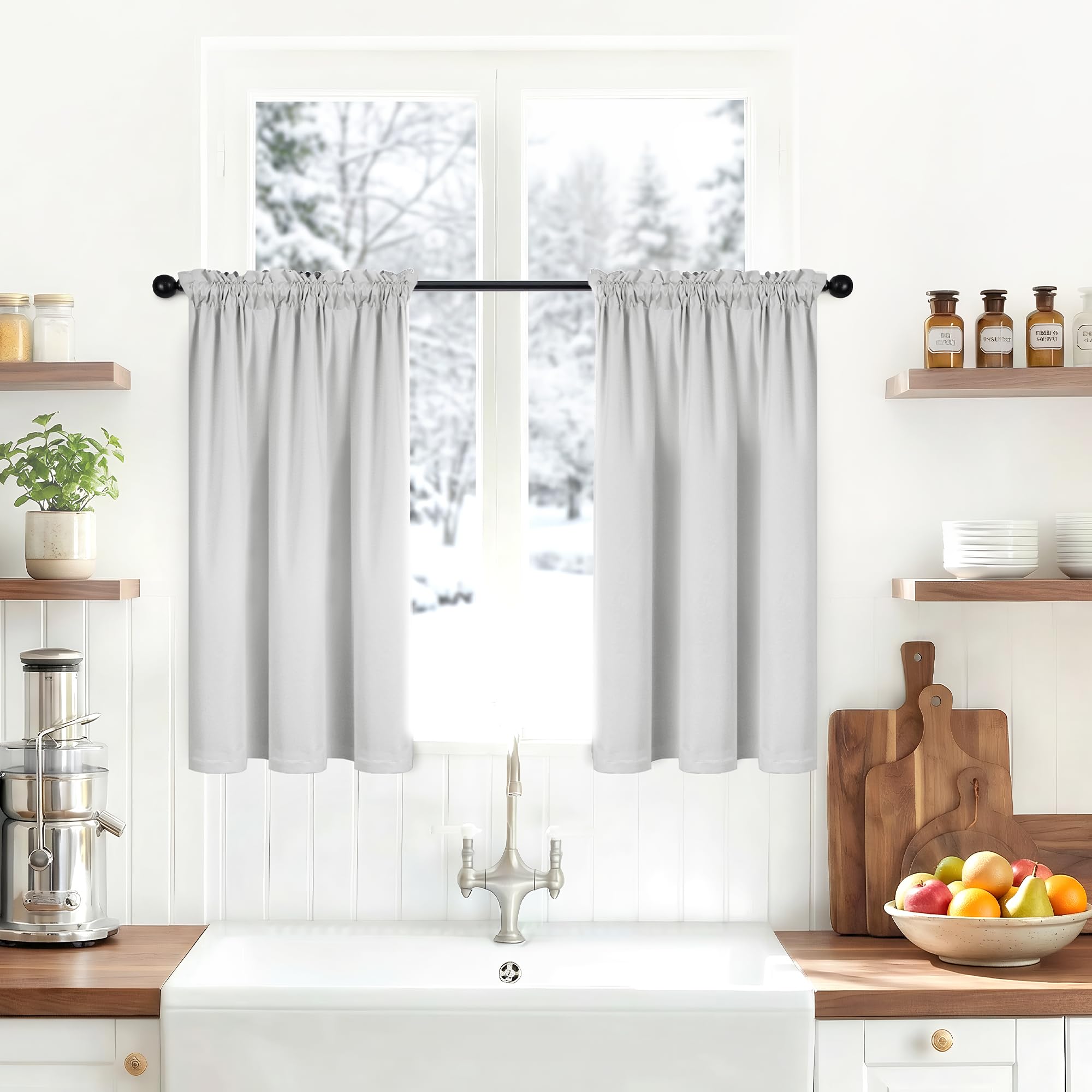 Deconovo Tende Oscuranti 100% Tasca per Asta Set 2 Pannelli 70x150 cm Bianco Sporco per Interni