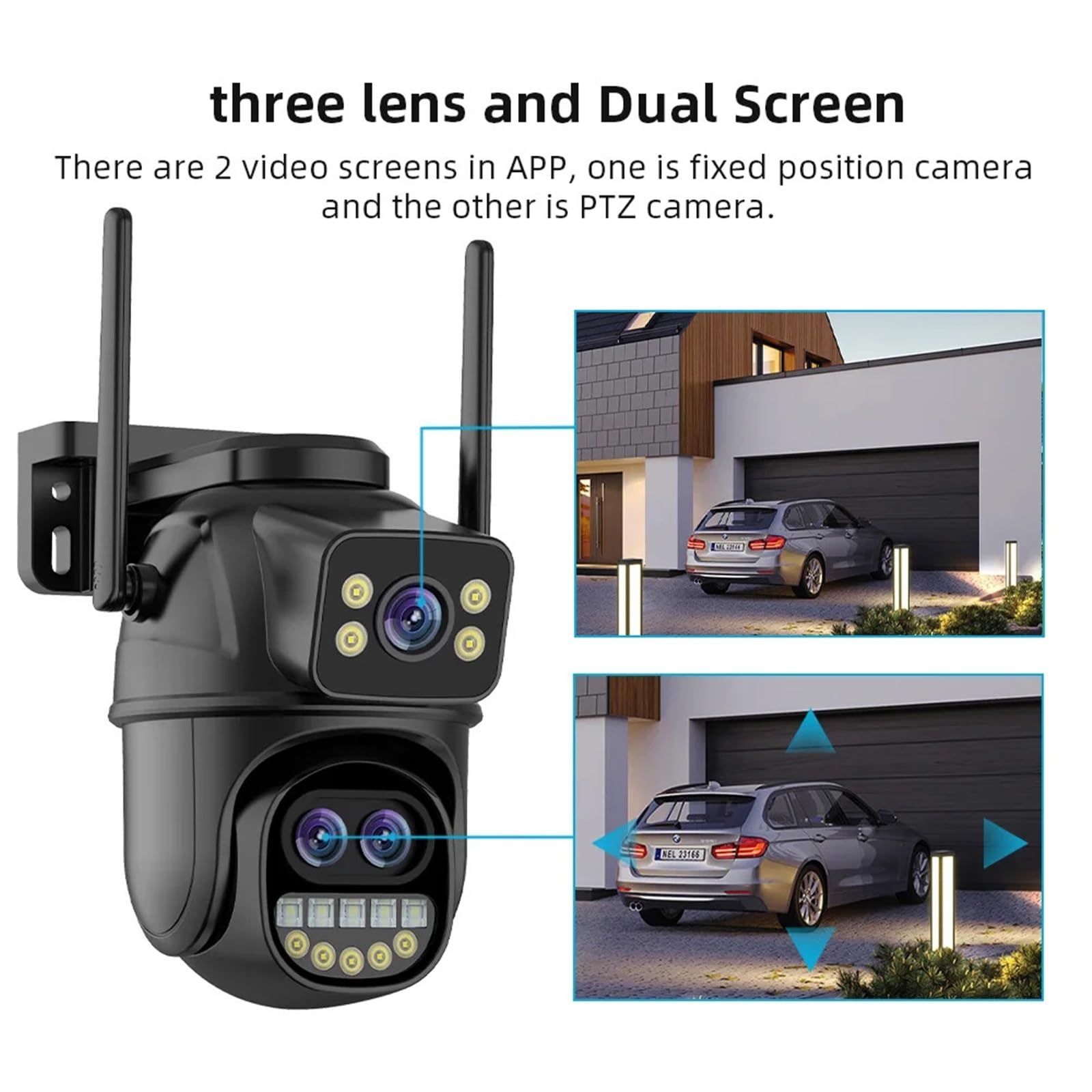 Kamera zewnętrzna 8MP 4K HD WiFi IP 8-krotny zoom trzy obiektywy podwójny ekran kamera PTZ automatyczne śledzenie bezpieczeństwo domu monitoring CCTV(ADD 128G)