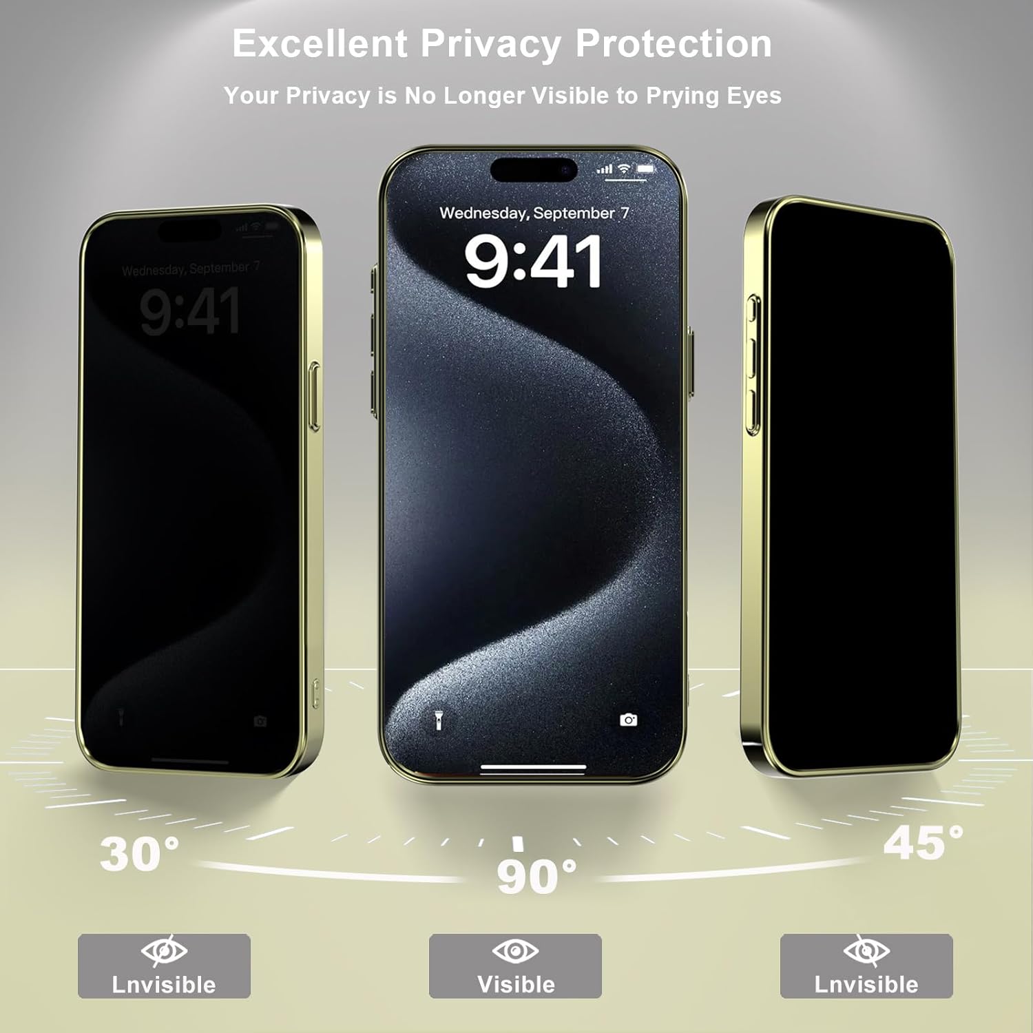 Magnetic Case for iPhone 15 Pro Max with Privacy Screen Protector and Full Camera Cover for iPhone 15 Pro Max, Sparkle Metal Glossy Luxury Color Phone Cases for 15 ProMax, No Fading-Gold - Image 4