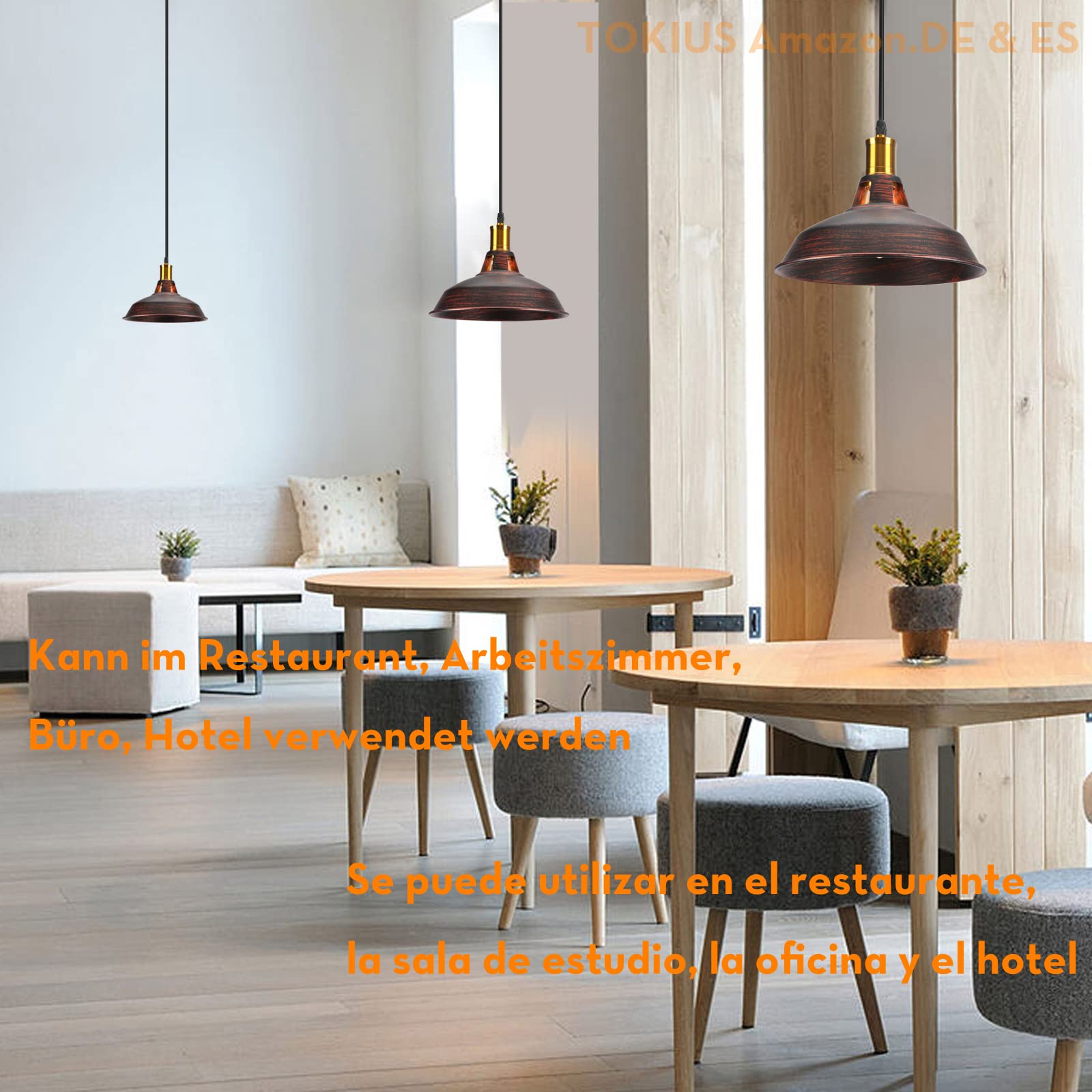 Retro Pendelleuchte, Ø27cm Hängelampe Vintage Industrial Style Metall Deckenleuchte E27 Fassung Hängeleuchte für Esszimmer Küche Restaurant (Rost Kupfer, 1 Stück)